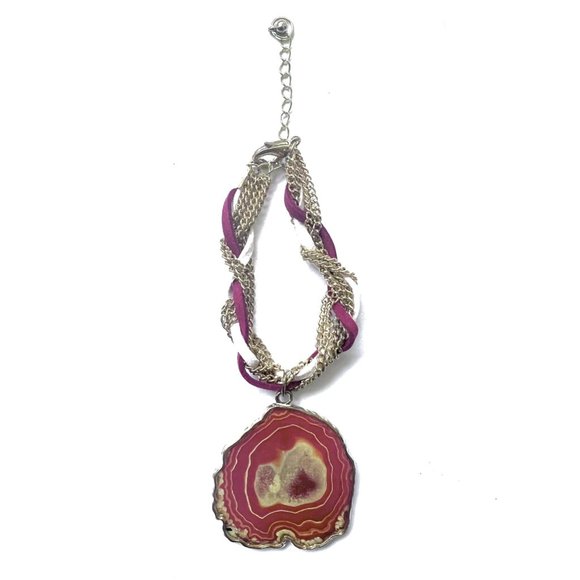 Red Ruby Pendant Charm with Gold Color Chain Bracelet - Picture 3 of 3